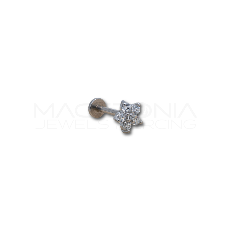 Elica per Piercing in Acciaio Chirurgico a Stella con Zirconi