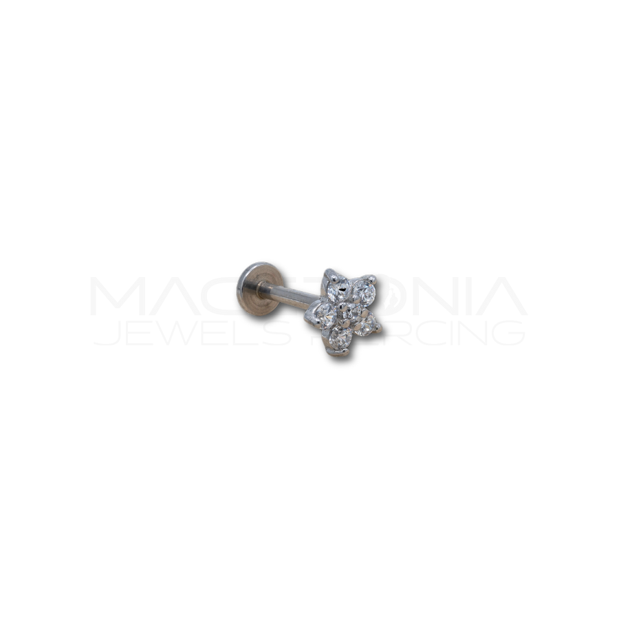 Elica per Piercing in Acciaio Chirurgico a Stella con Zirconi