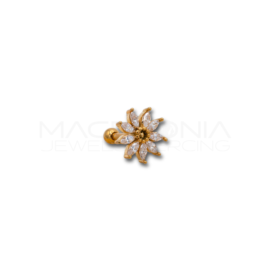 Piercing a Fiore in Acciaio Chirurgico con Zirconi