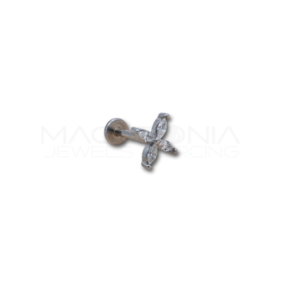 Piercing a Fiore in Acciaio Chirurgico con Zirconi