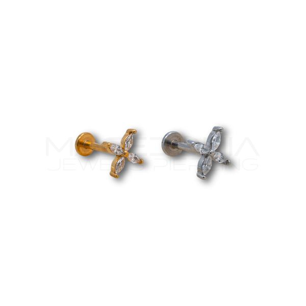 Piercing a Fiore in Acciaio Chirurgico con Zirconi