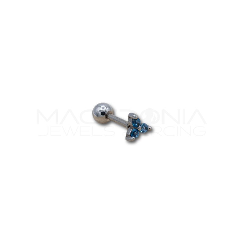Piercing in Acciaio Chirurgico con Zirconi Blu