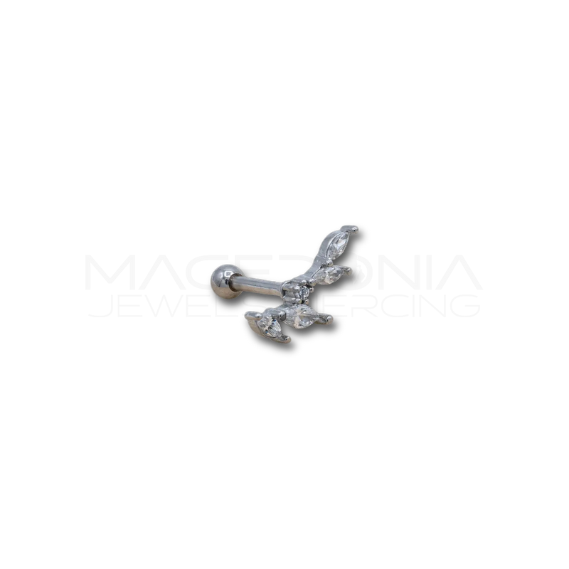 Piercing Helix a Petali in Acciaio Chirurgico con Zirconi