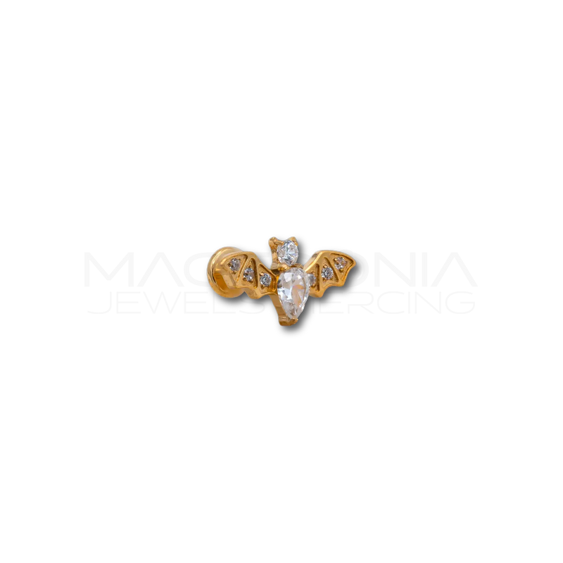 Piercing a Pipistrello in Acciaio Chirurgico con Zirconi