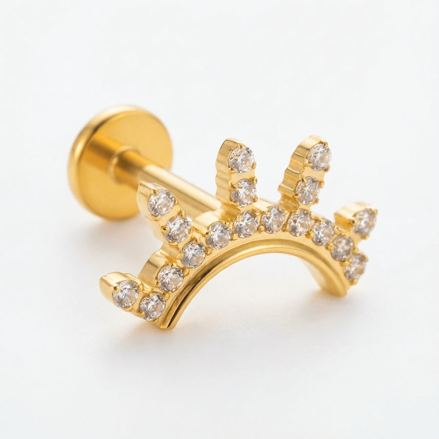 Barretta con corona di zirconi in Titanio - Piercing per orecchio