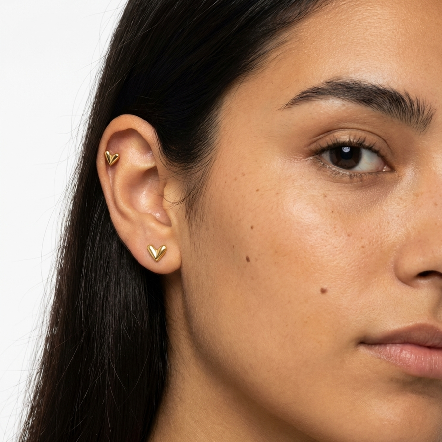 Barretta con cuore in Titanio - Piercing per orecchio