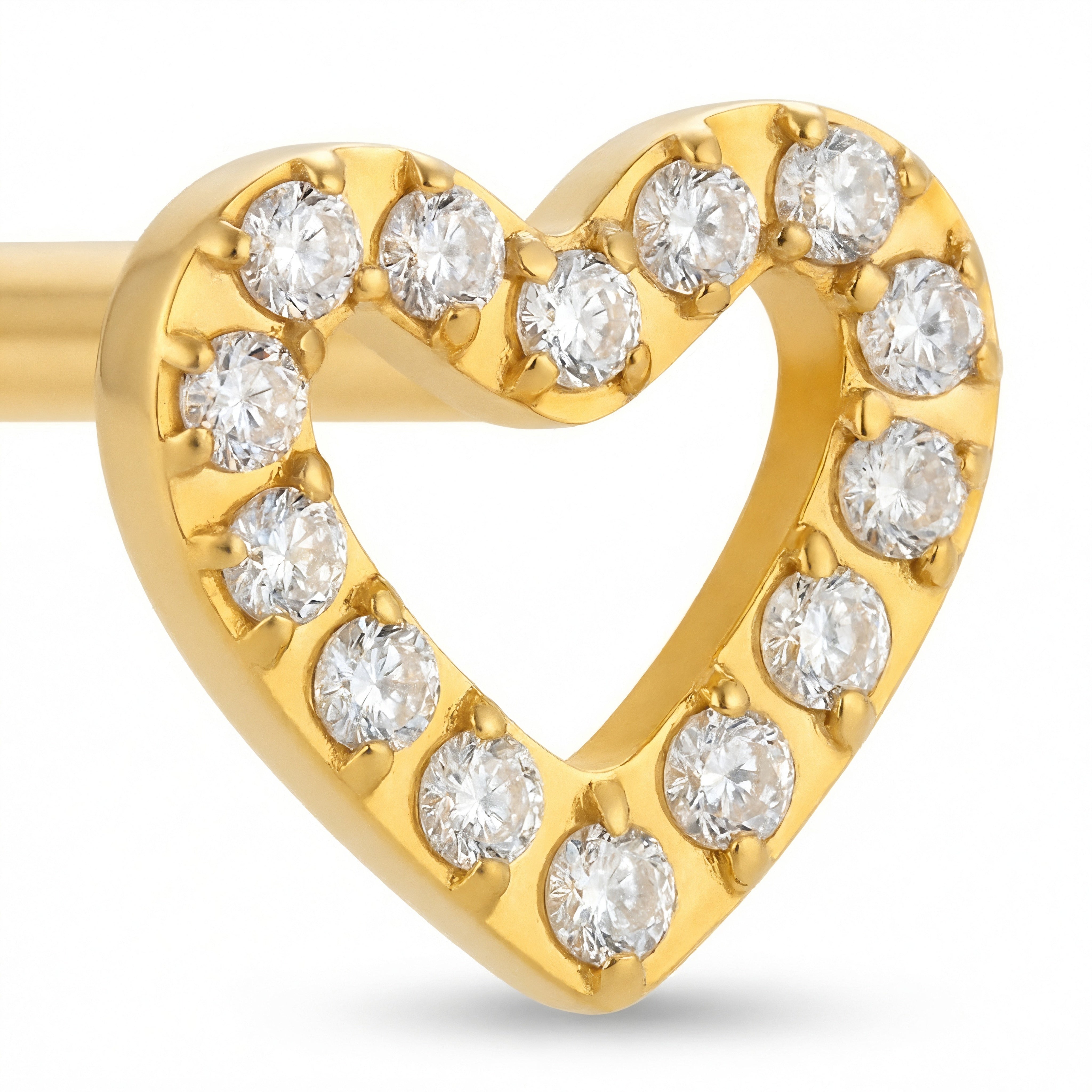 Barretta con cuore e zirconi in Titanio – Piercing per  / labbra