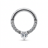 Piercing Clicker in Titanio g23 con Zircone a Forma di Cuore