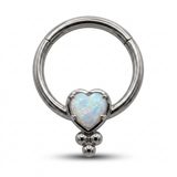 Piercing clicker a cuore con effetto aurora boreale opale in acciaio chirurgico 316L