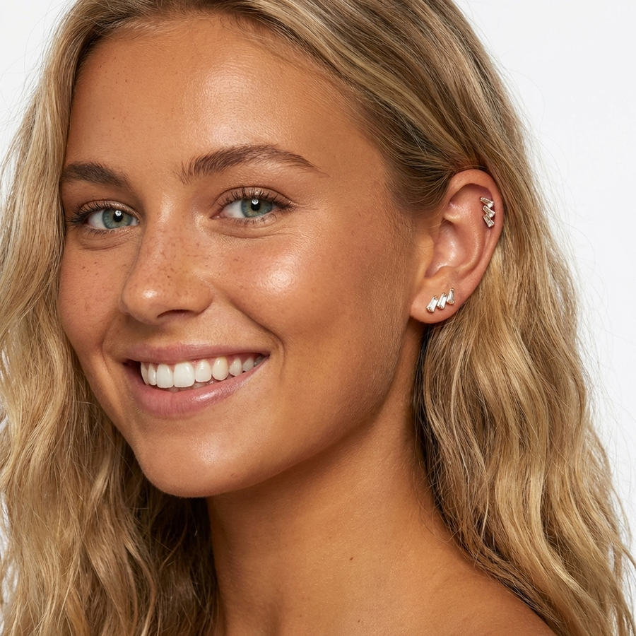 Barretta con zirconi in Titanio- Piercing per orecchio