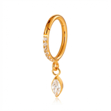 Cerchietto zirconato con goccia pendente in Titanio - Piercing per orecchio