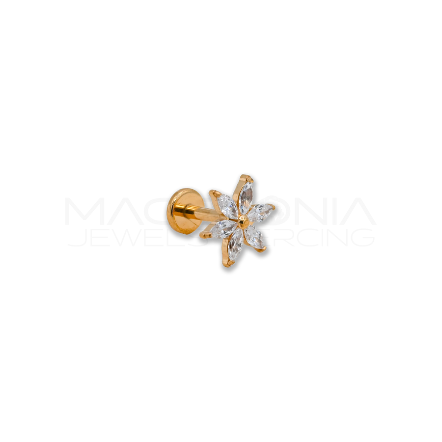 Piercing Labret con Piattello Argento/Oro in Acciaio Chirurgico 316L