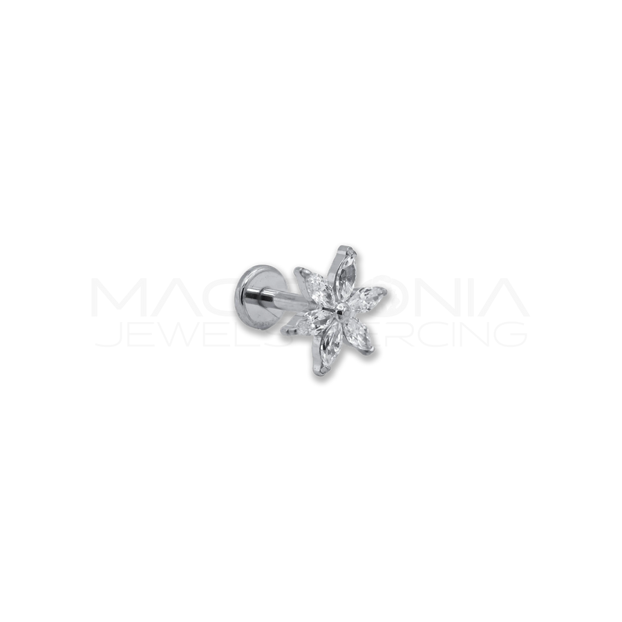 Piercing Labret con Piattello Argento/Oro in Acciaio Chirurgico 316L