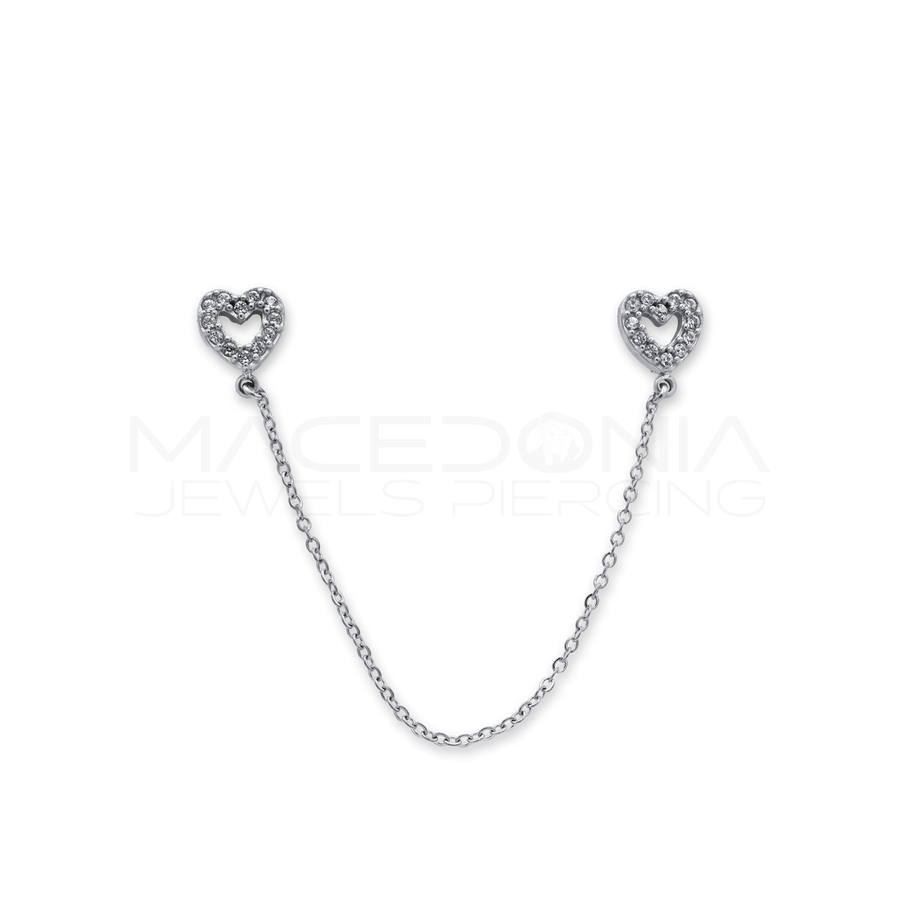 Barretta in Acciaio Chirurgico 316L con Zircone e Cuore Pendente