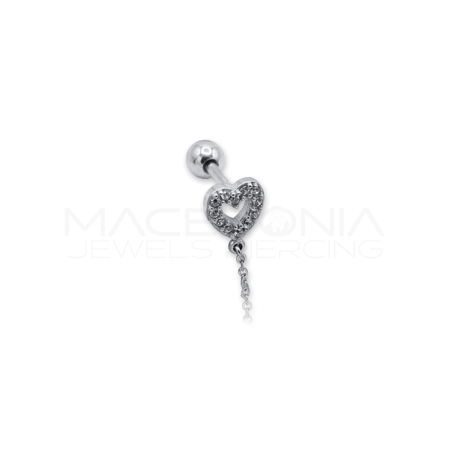 Barretta in Acciaio Chirurgico 316L con Zircone e Cuore Pendente