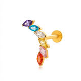 Barretta con sei zirconi colorati in Titanio - Piercing per orecchio