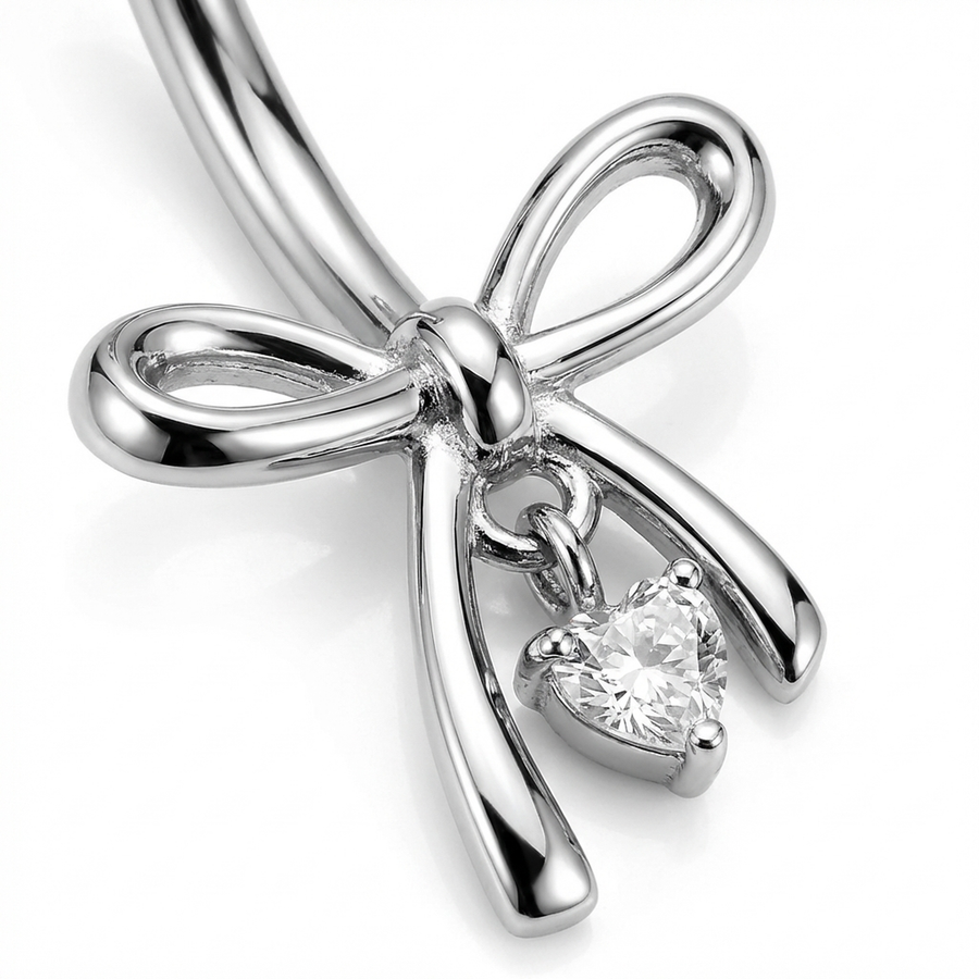 Piercing con fiocchetto e pendente con zircone in Titanio G23 - Piercing per ombelico
