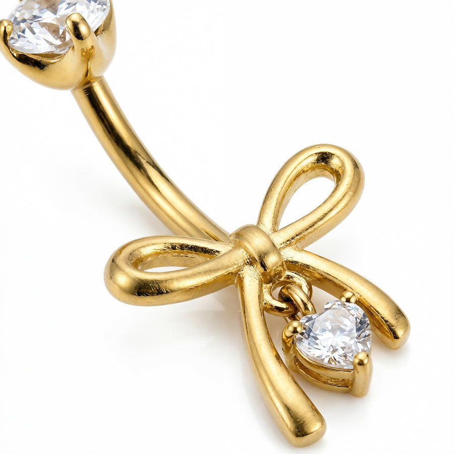 Piercing con fiocchetto e pendente con zircone in Titanio G23 - Piercing per ombelico