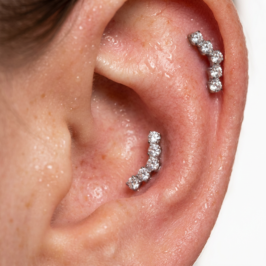 Piercing con zirconi in Titanio G23- Piercing per Lobo, helix, forward helix, conch, flat, tragus