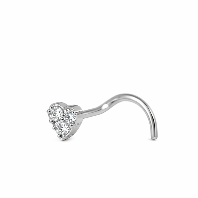 Piercing con cuoricino di zircone in Titanio G23- Piercing per naso