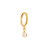 Cerchietto zirconato con goccia pendente in Titanio - Piercing per orecchio