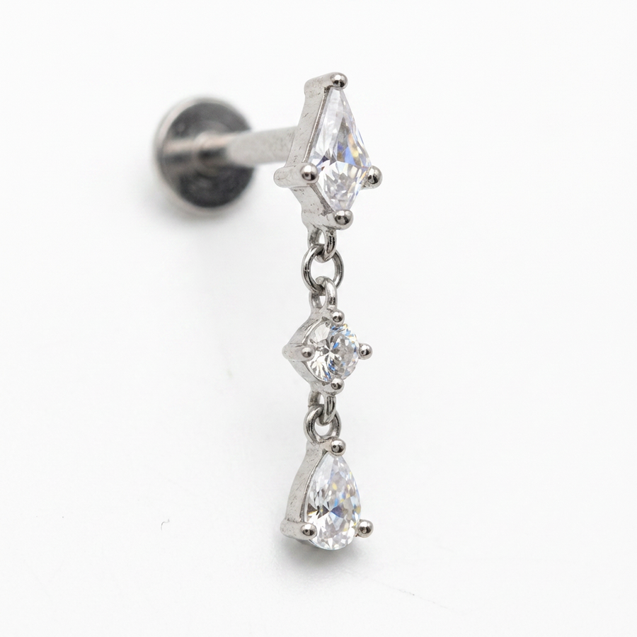 Piercing con zirconi in Titanio G23- Piercing per Lobo, helix, flat