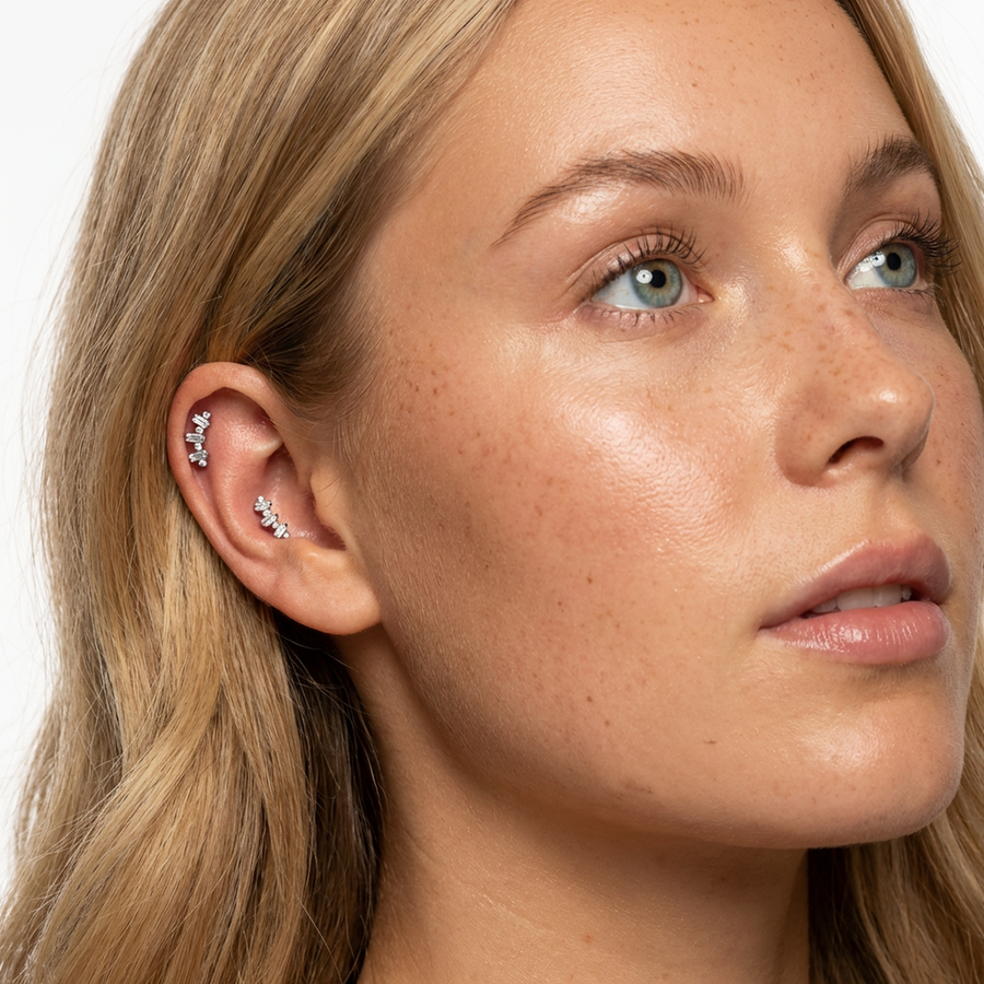 Piercing con zirconi in Titanio G23- Piercing per Lobo, helix, forward helix, conch, flat, tragus