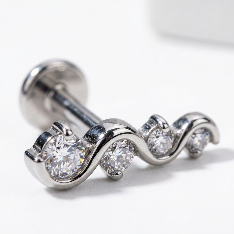 Piercing con zirconi in Titanio G23 - Piercing per lobo, helix, forward helix, conch, flat, tragus