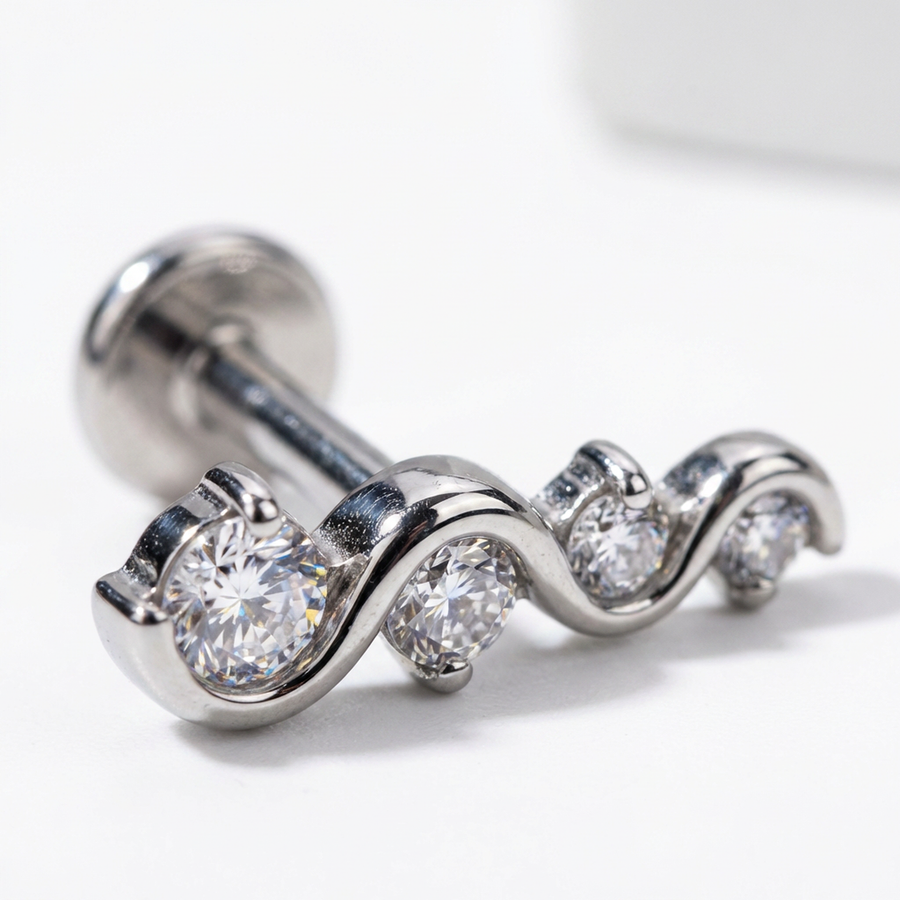 Piercing con zirconi in Titanio G23 - Piercing per lobo, helix, forward helix, conch, flat, tragus