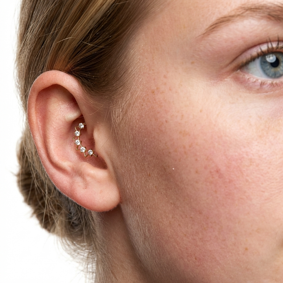 Piercing con zirconi in Titanio G23 - Piercing per Lobo, helix, daith, septum