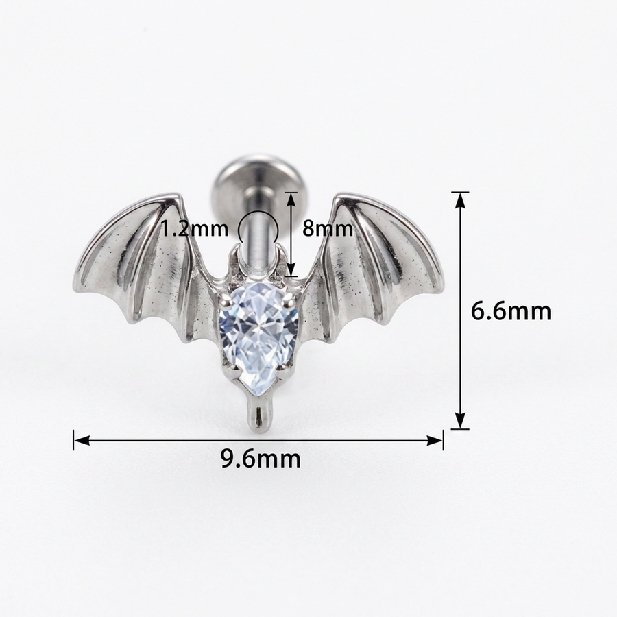 Piercing con pipistrello in Titanio G23- Piercing per Lobo, helix, forward helix, conch, flat, tragus