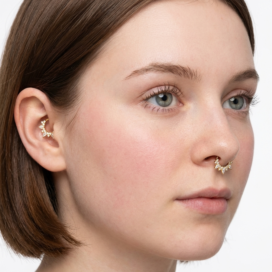 Piercing con zirconi in Titanio G23 - Piercing per Lobo, helix, daith, septum