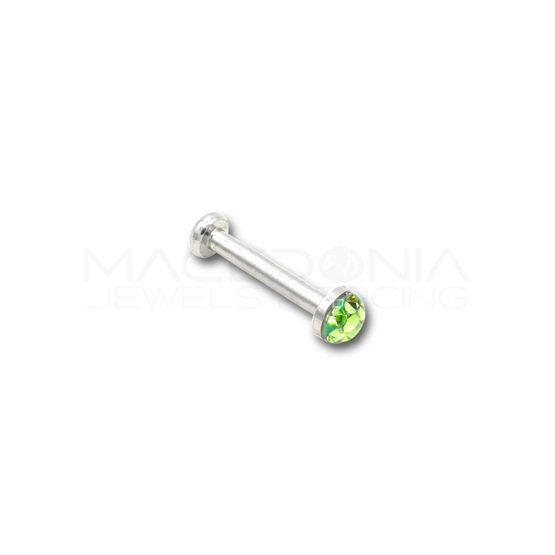 Labret con piattello a zircone in acciaio chirurgico 316L