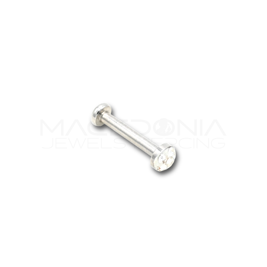 Labret con piattello a zircone in acciaio chirurgico 316L