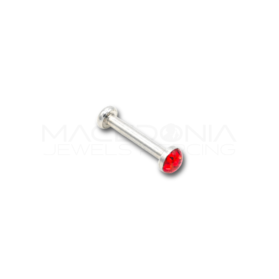 Labret con piattello a zircone in acciaio chirurgico 316L