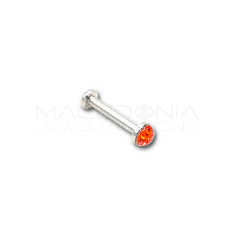 Labret con piattello a zircone in acciaio chirurgico 316L