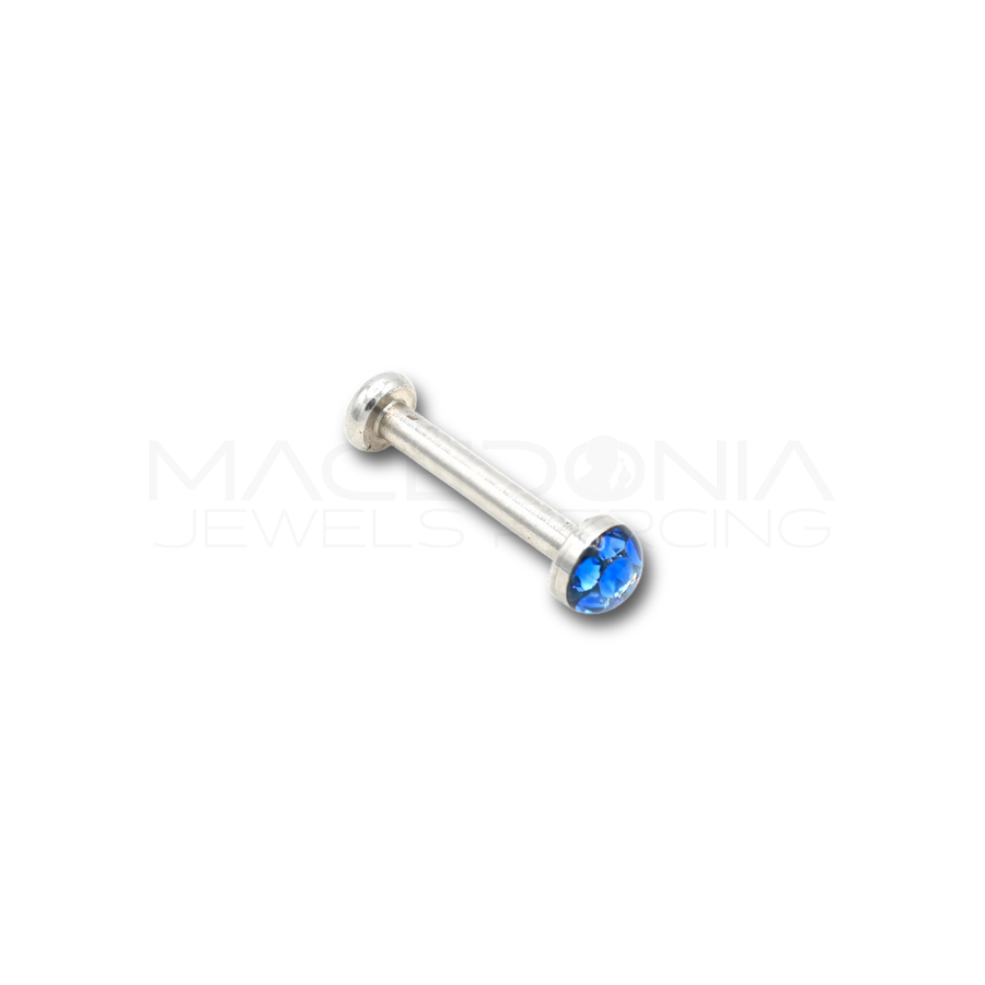 Labret con piattello a zircone in acciaio chirurgico 316L