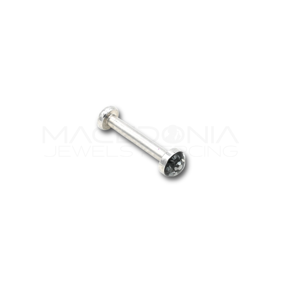 Labret con piattello a zircone in acciaio chirurgico 316L