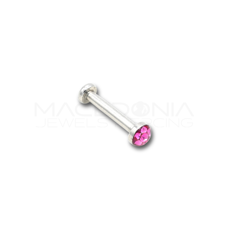Labret con piattello a zircone in acciaio chirurgico 316L