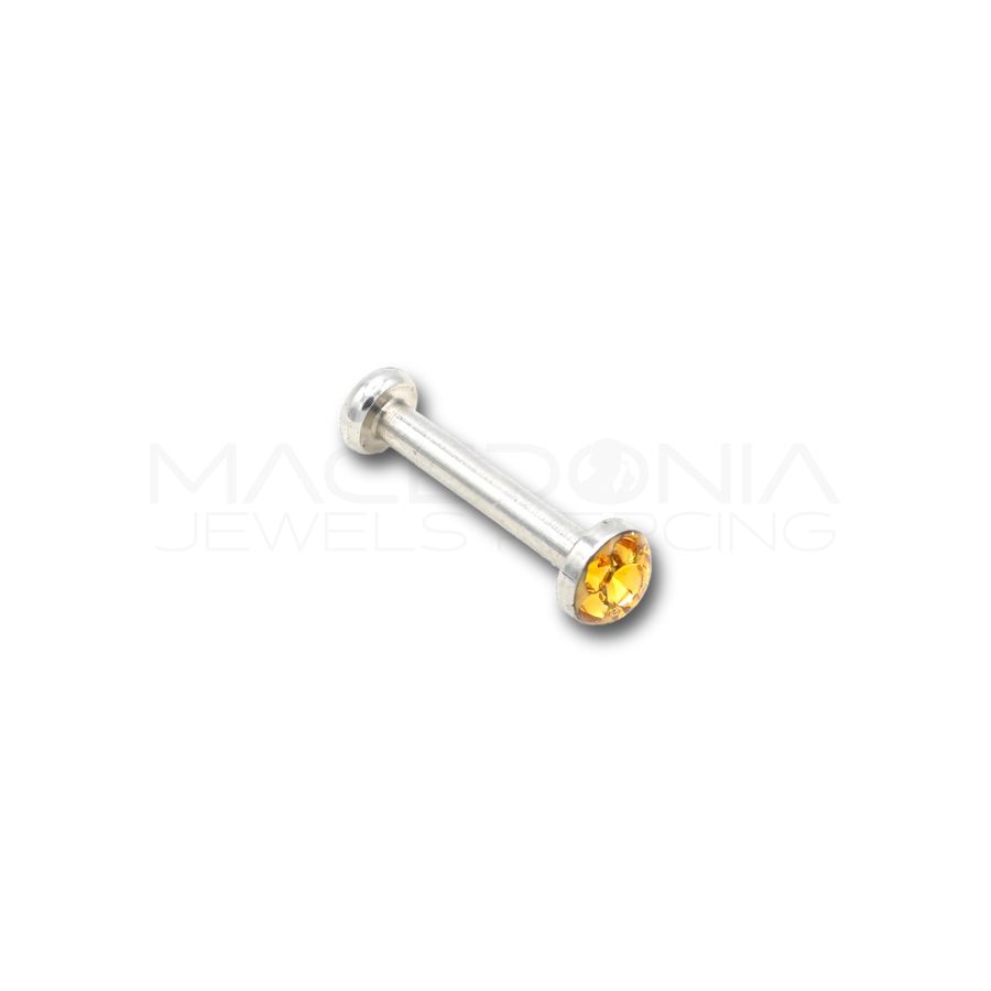 Labret con piattello a zircone in acciaio chirurgico 316L