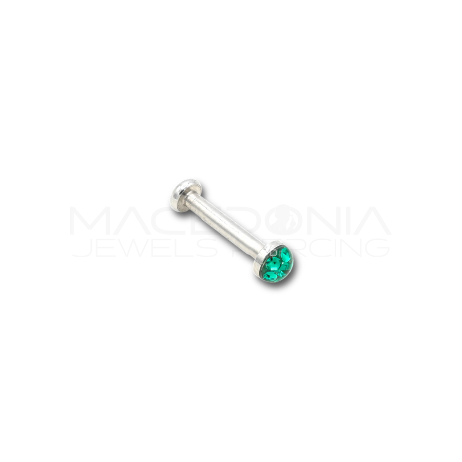 Labret con piattello a zircone in acciaio chirurgico 316L
