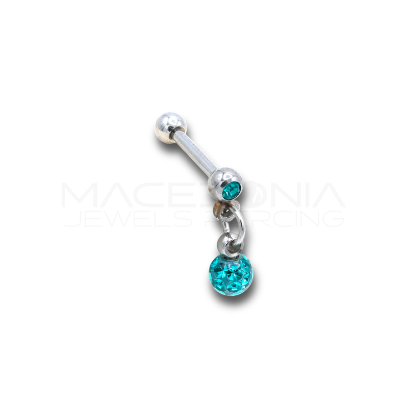 Piercing Helix con Bilanciere, Pendente e Zircone in Acciaio Chirurgico