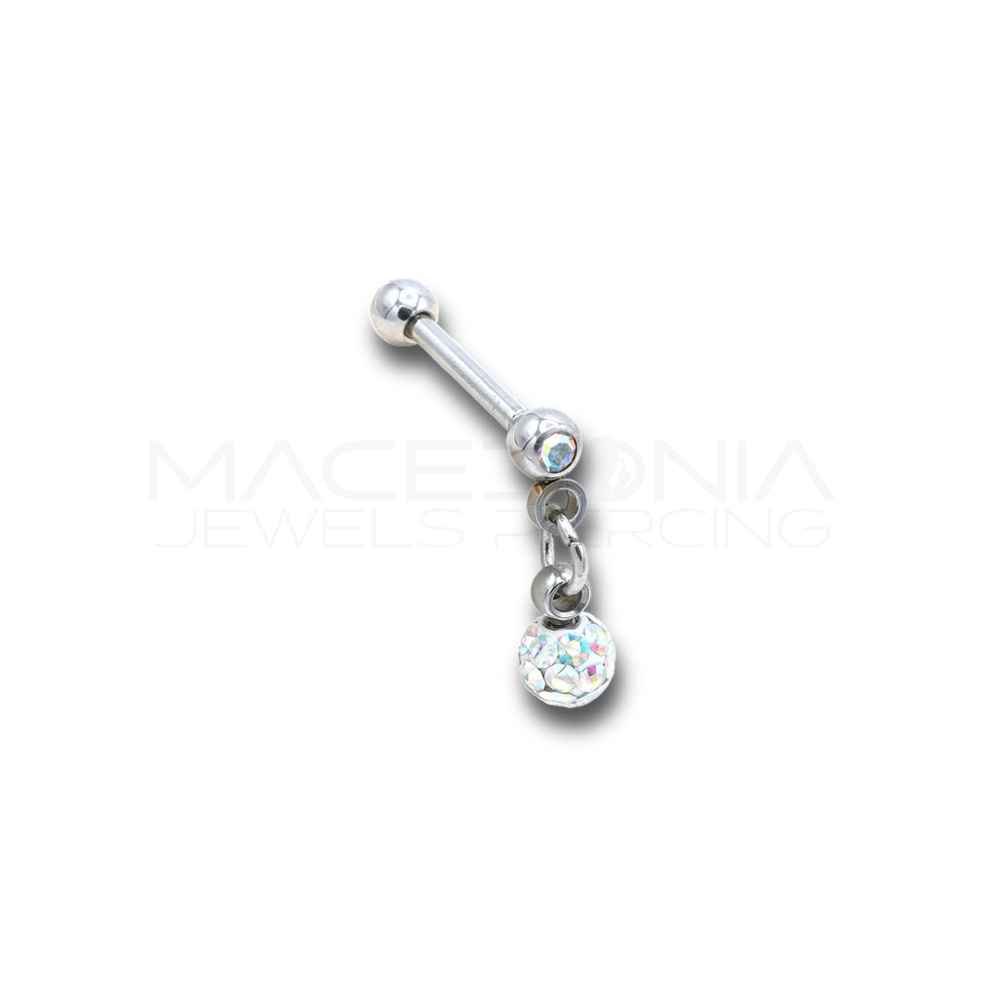Piercing Helix con Bilanciere, Pendente e Zircone in Acciaio Chirurgico
