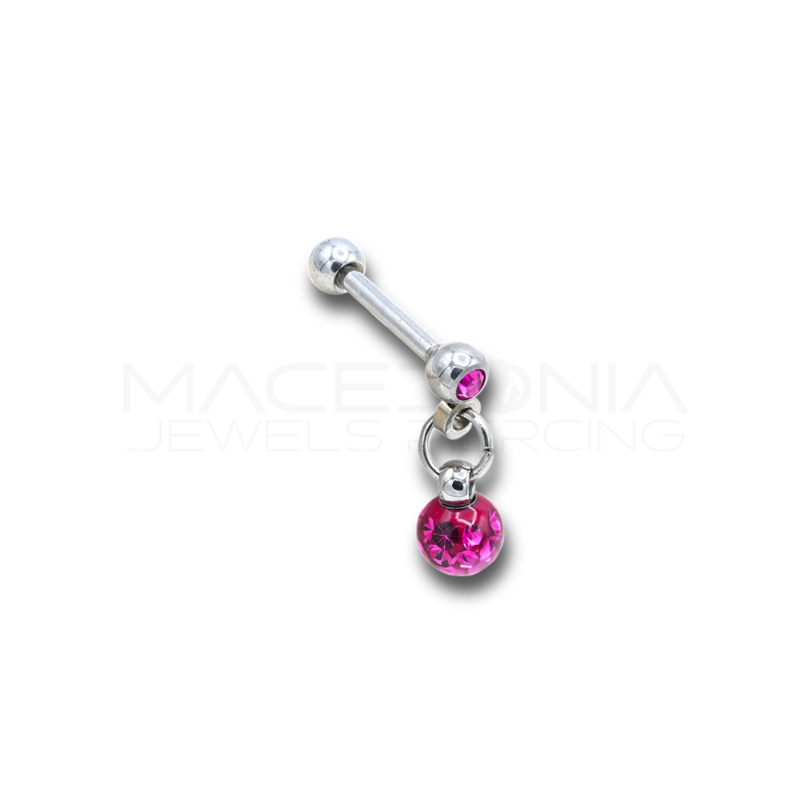Piercing Helix con Bilanciere, Pendente e Zircone in Acciaio Chirurgico