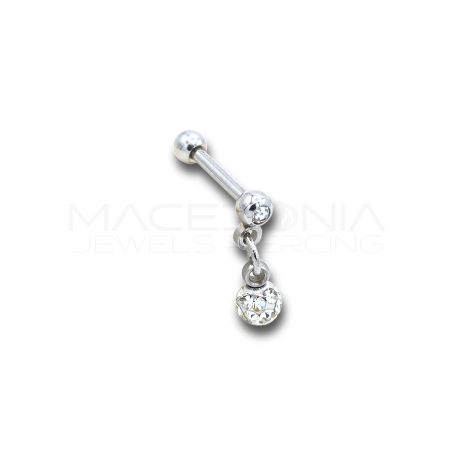 Piercing Helix con Bilanciere, Pendente e Zircone in Acciaio Chirurgico