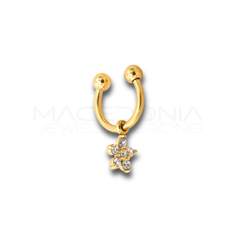 Piercing Fiore in Acciaio Chirurgico 316L con Zirconi