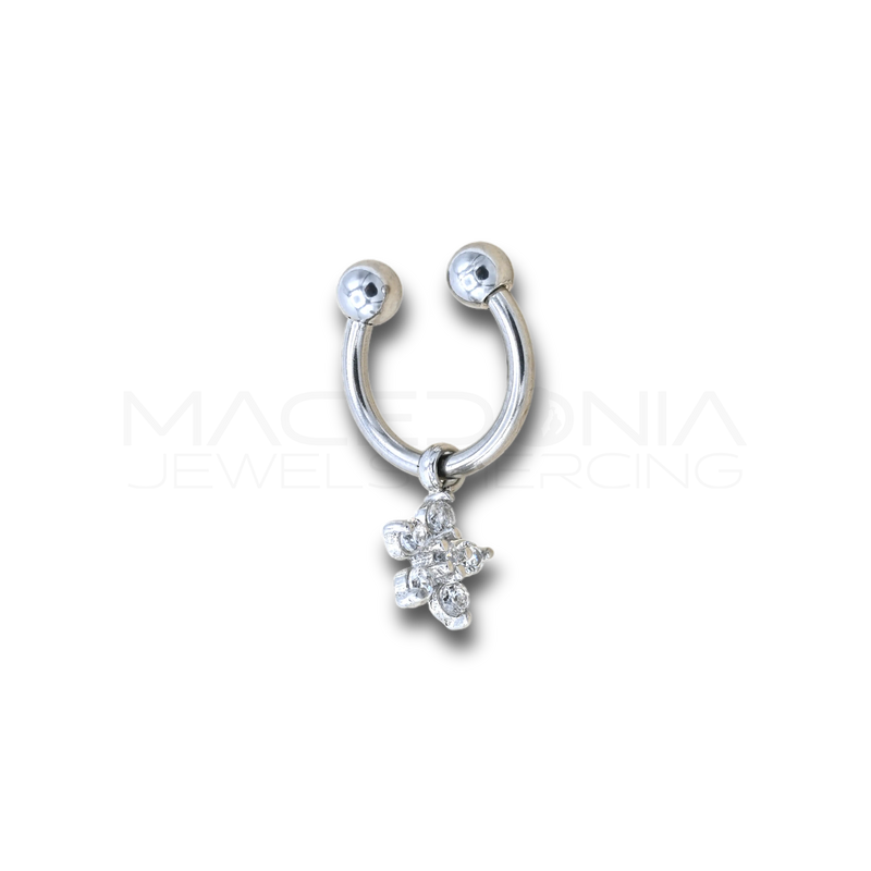 Piercing Fiore in Acciaio Chirurgico 316L con Zirconi