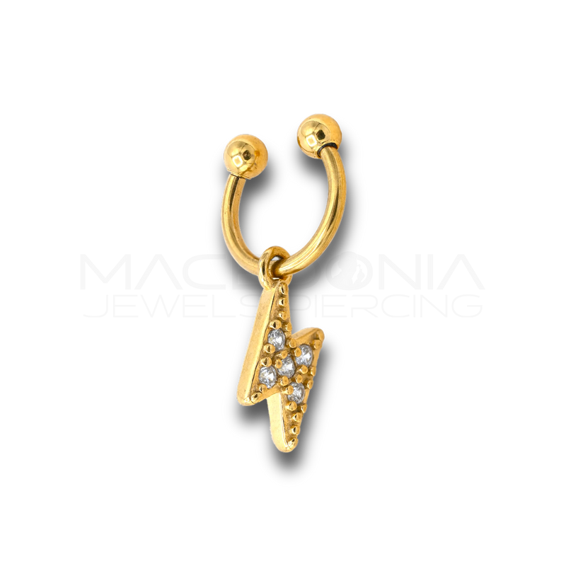 Piercing Fulmine in Acciaio Chirurgico 316L con Zirconi