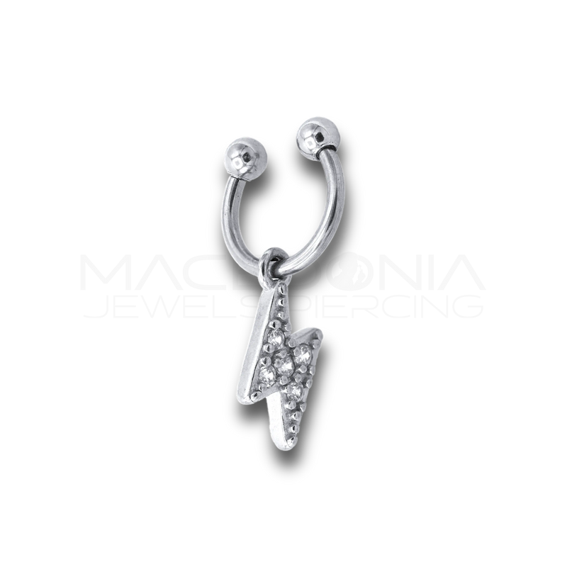 Piercing Fulmine in Acciaio Chirurgico 316L con Zirconi