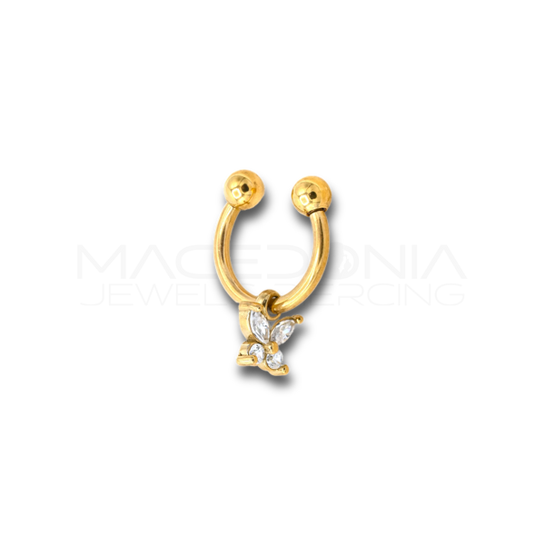 Piercing Farfalla in Acciaio Chirurgico 316L con Zirconi